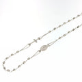 Girocollo in oro bianco modello rosario lucido con catenina rolo' e grani sfaccettati 45cm