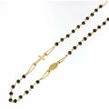 Girocollo in oro giallo modello rosario lucido con pietre nere sfaccettate 45cm