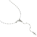 Halskette Rosenkranz aus 18 Karat poliertem Weißgold mit glatten Perlen 60cm
