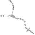 Girocollo rosario in oro bianco lucido e grani lisci 50cm