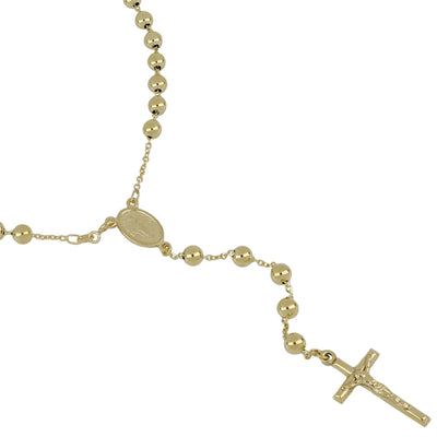 Collier ras du cou rosaire en or jaune 18 carats poli avec grains lisses 50 cm