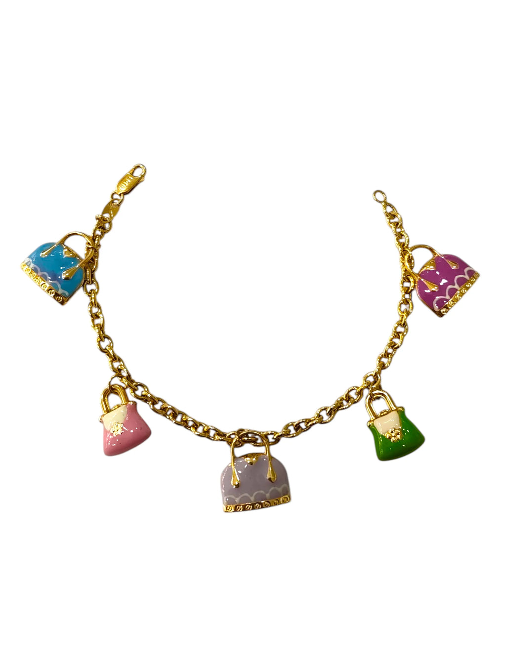 Bracciale donna in oro 18 carati con borsette pendenti