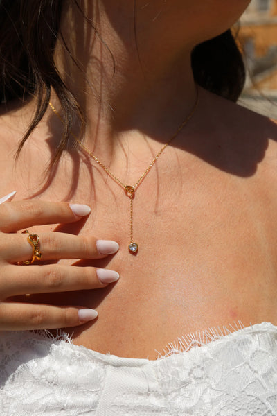 Collana sali e scendi con cuore by OGM Acciaio e Dorato 18KT