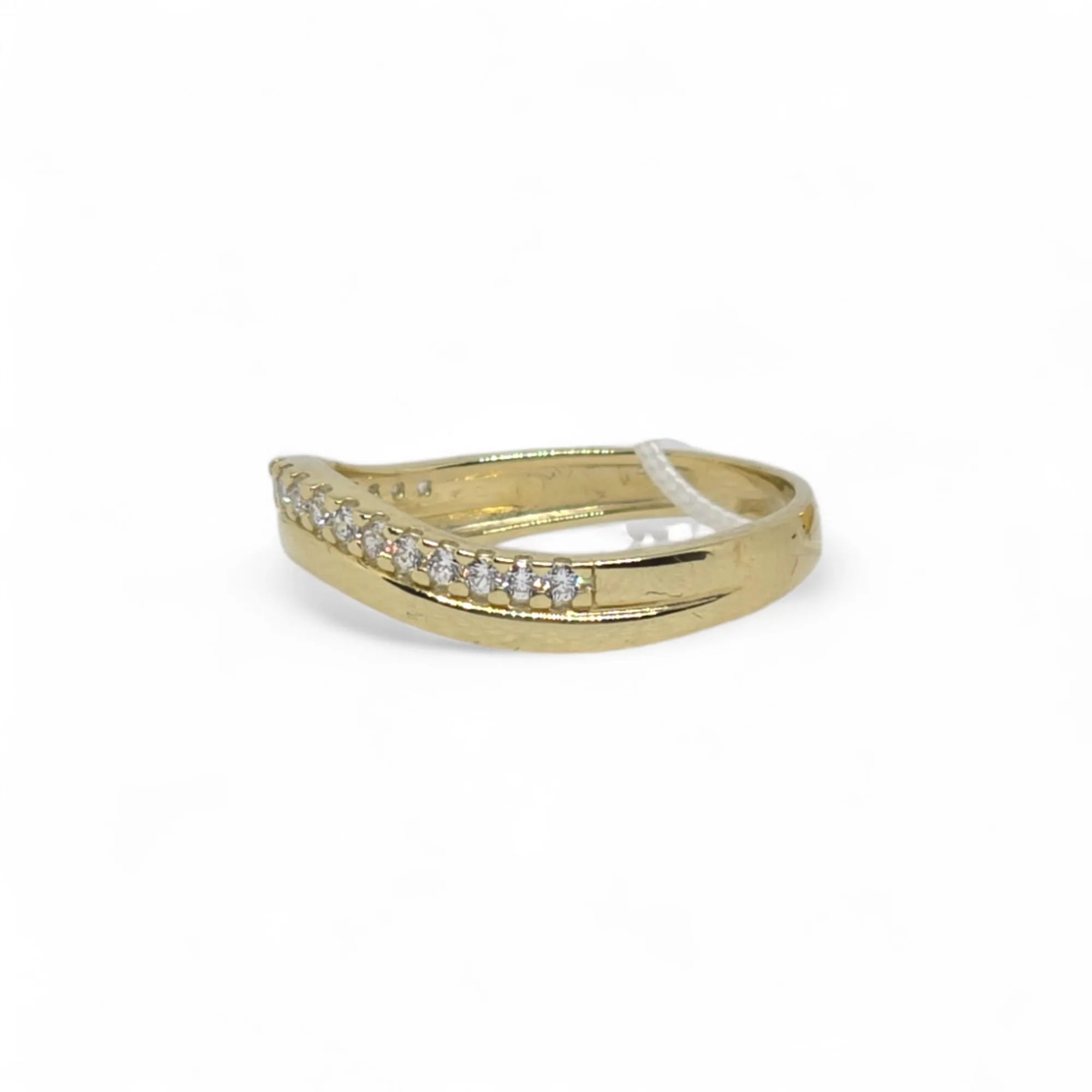 Anello Amicizia in Oro Giallo 9ct con Zirconi bianchi