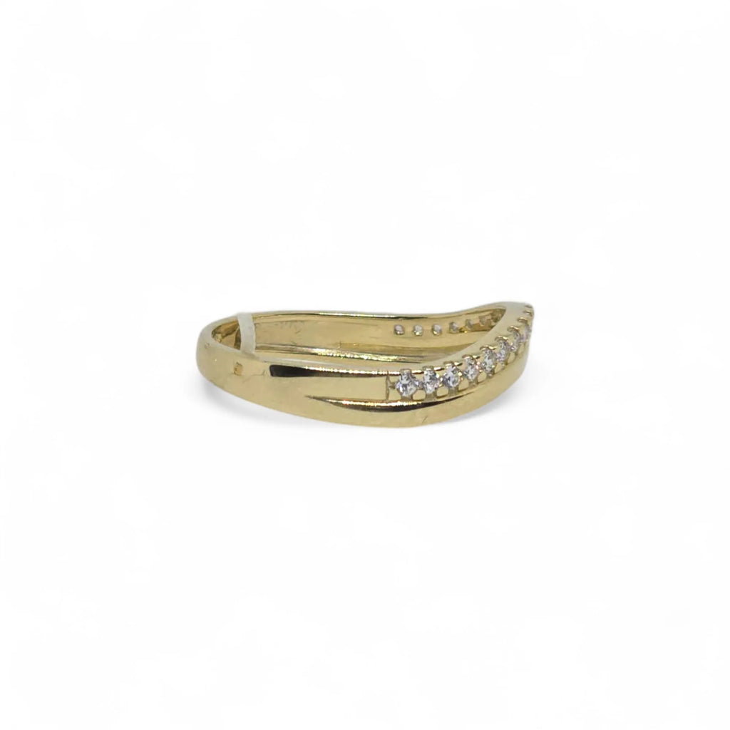 Anello Amicizia in Oro Giallo 9ct con Zirconi bianchi