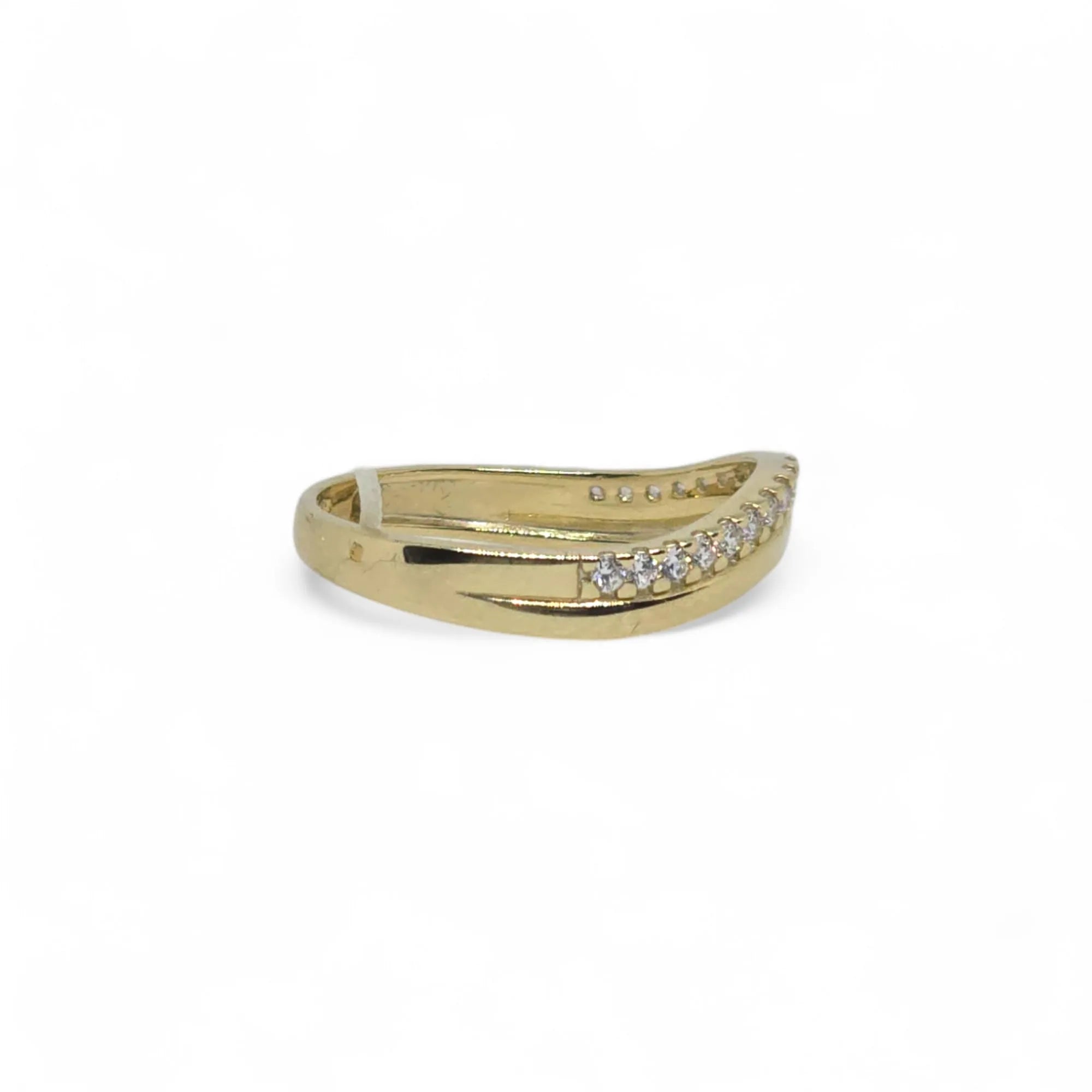 Anello Amicizia in Oro Giallo 9ct con Zirconi bianchi