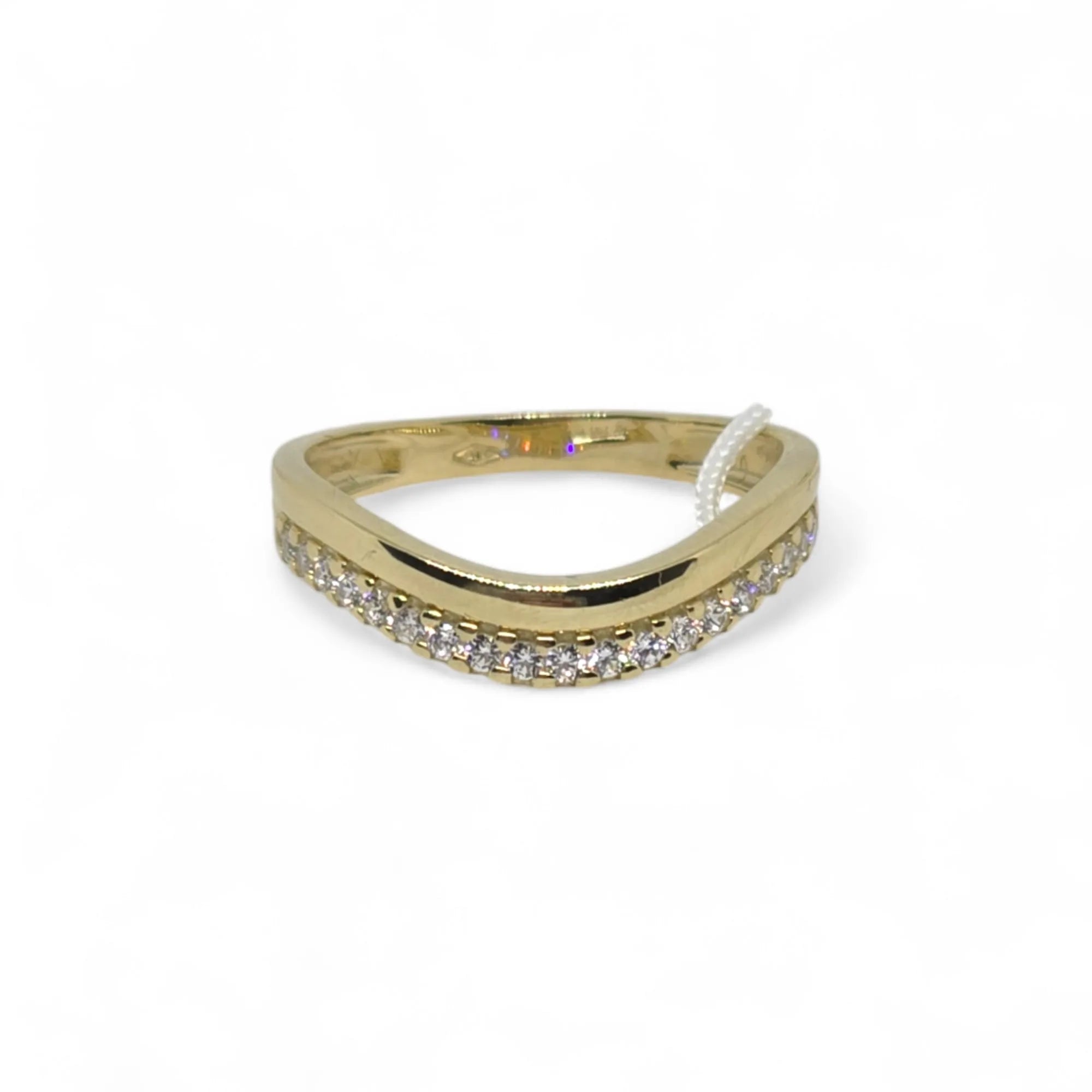 Anello Amicizia in Oro Giallo 9ct con Zirconi bianchi