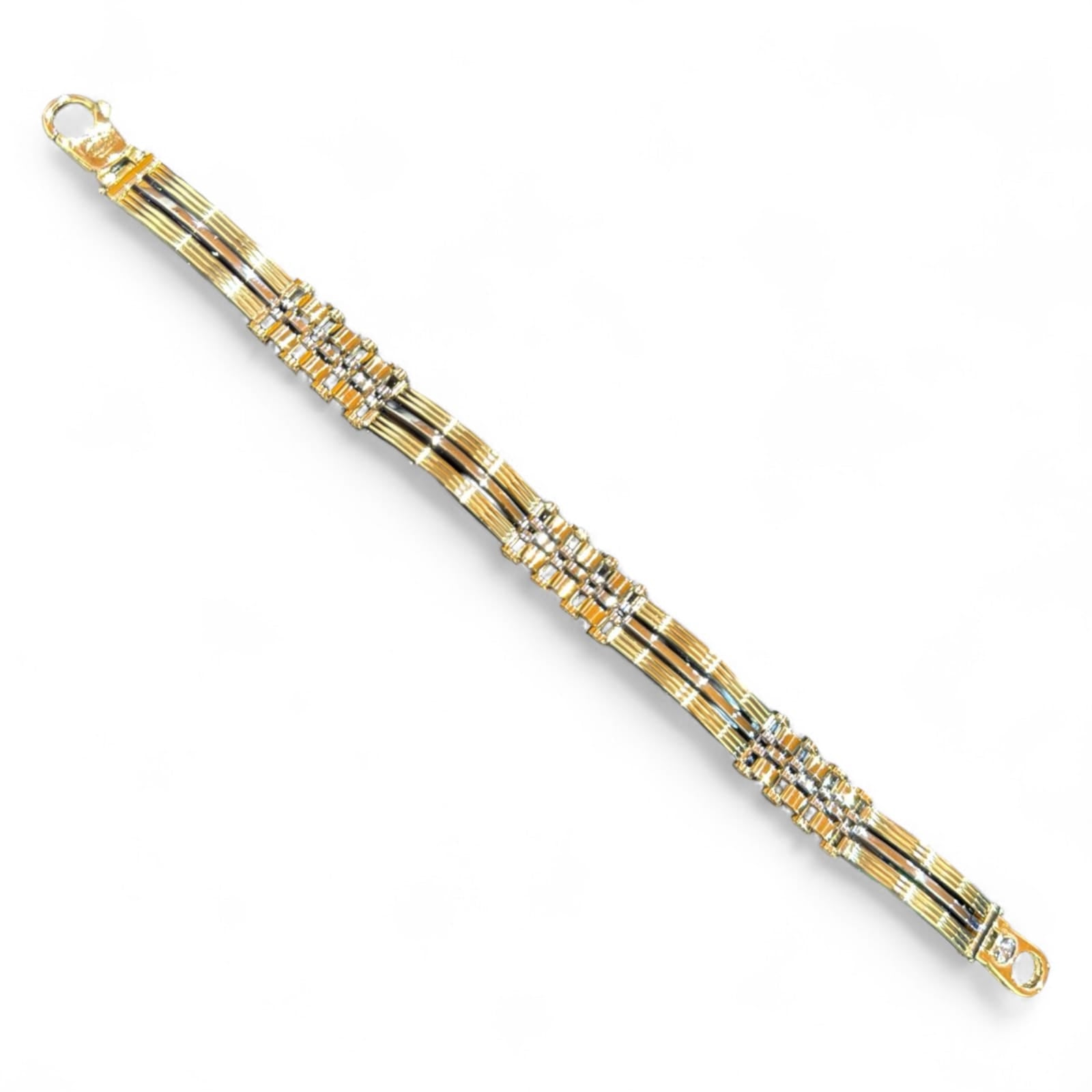 Bracciale uomo in oro giallo 18 carati con maglia Jubilee e piastre