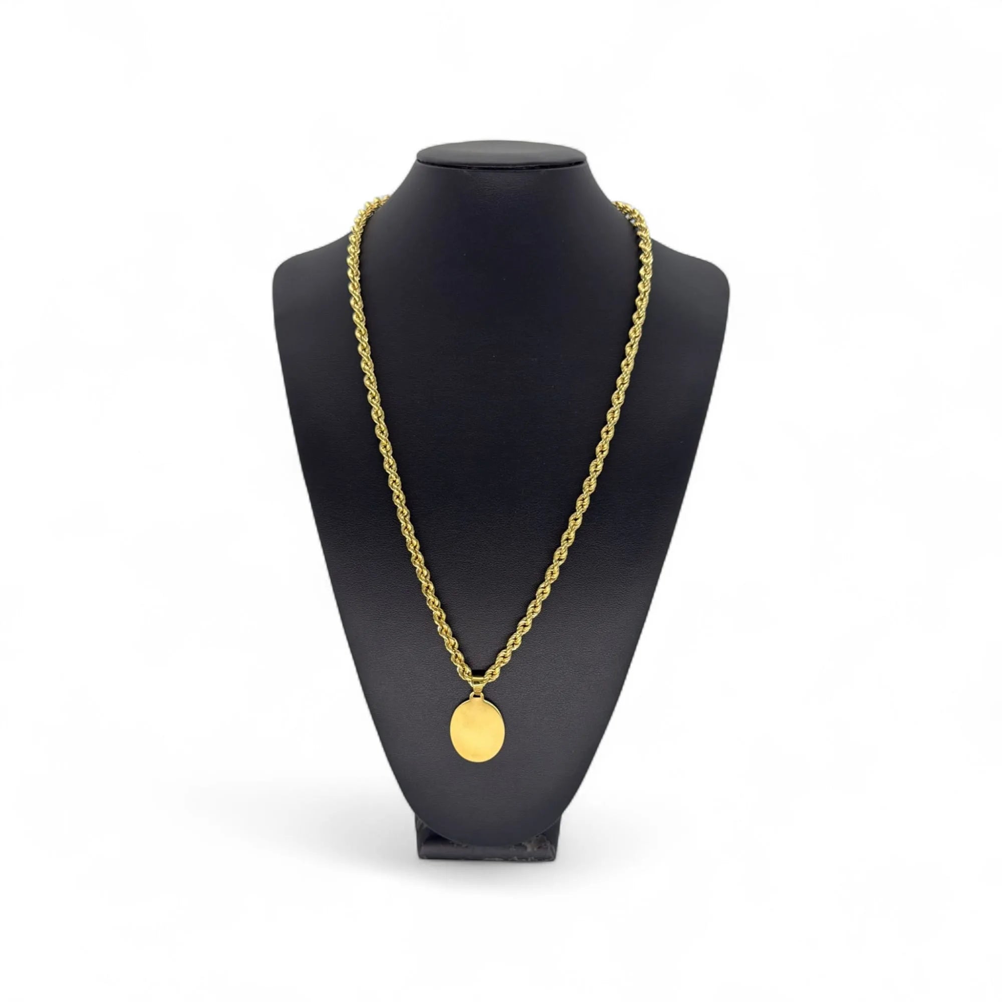Collana funetta uomo con ciondolo ovale in oro giallo 18kt