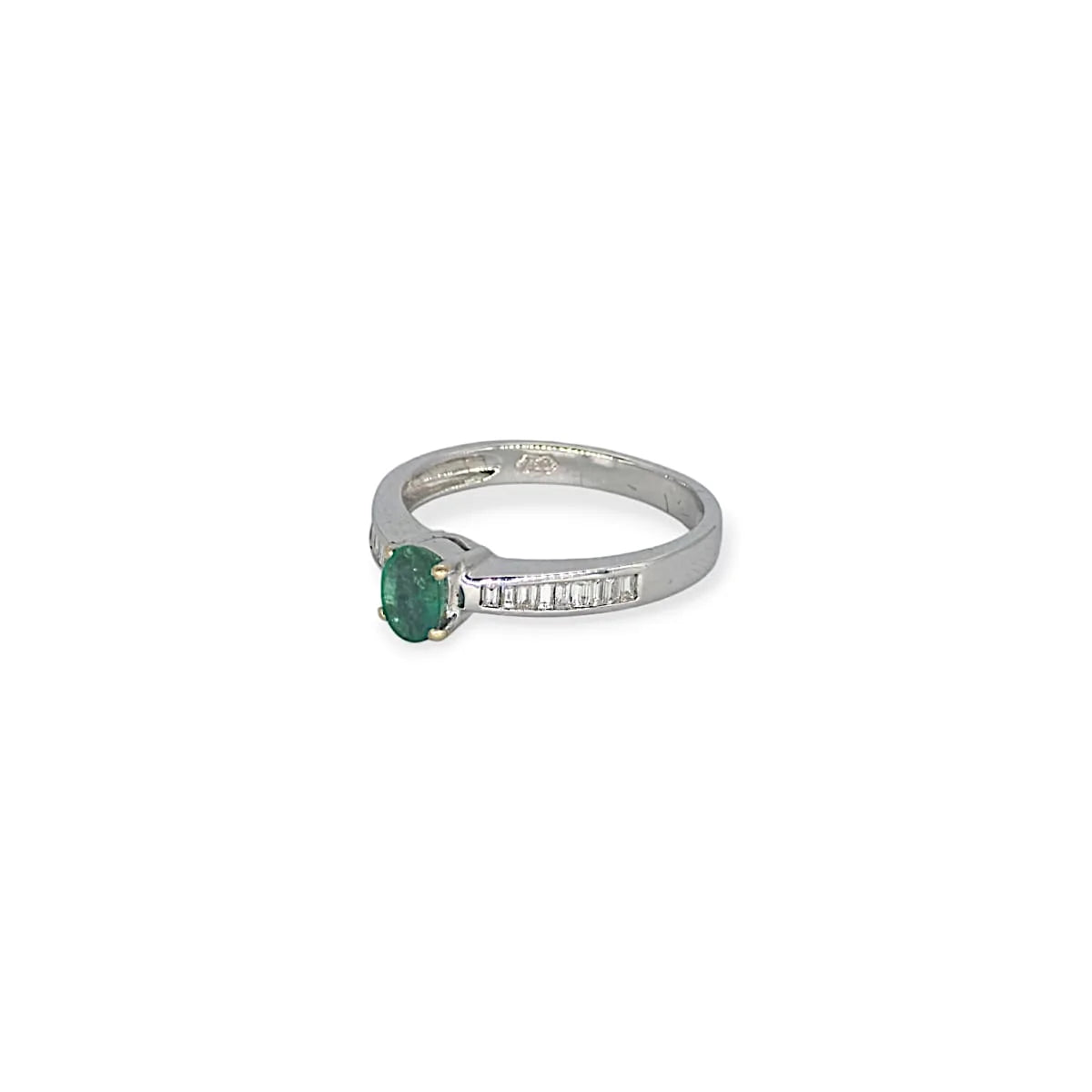Anello solitario in Oro bianco 18kt 750 con smeraldo