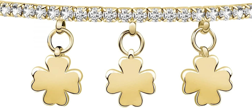 La Petite Story Damenarmband, Kollektion Lux Bangles aus Messing, PVD Gold, Kleeblattstein - LPS05AQC11
