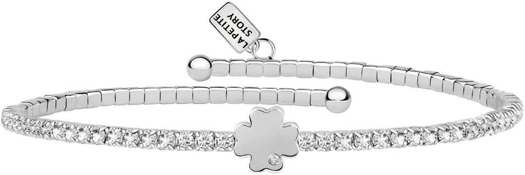 La Petite Story bracciale da donna, collezione lux bangles, in ottone, cristalli quadrifoglio - LPS05AQC04