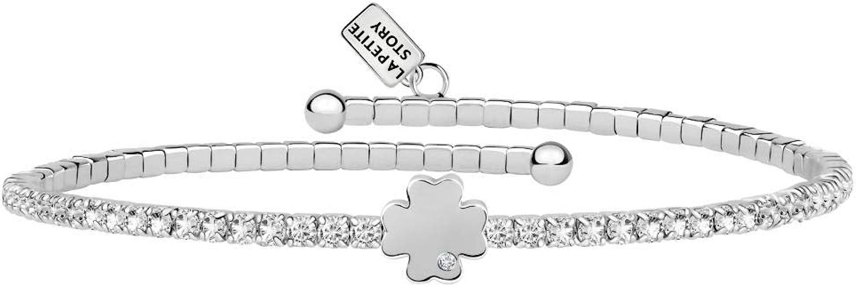 La Petite Story bracciale da donna, collezione lux bangles, in ottone, cristalli quadrifoglio - LPS05AQC04