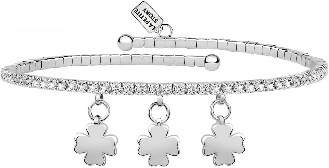 La Petite Story Damenarmband, Kollektion Lux Bangles, aus Messing, vierblättrige Kristalle – LPS05AQC10