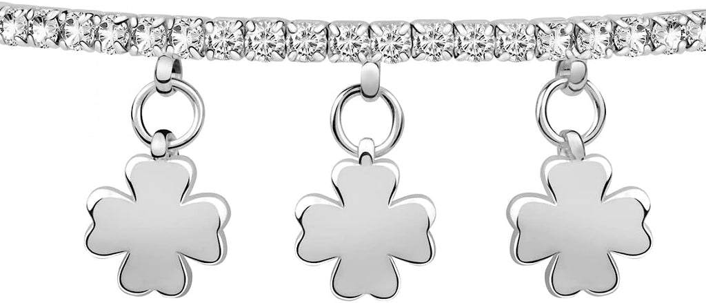 La Petite Story Damenarmband, Kollektion Lux Bangles, aus Messing, vierblättrige Kristalle – LPS05AQC10