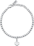 La Petite Story bracciale tennis donna in acciaio, cristalli ciondolo quadrifoglio - LPS05ARR70