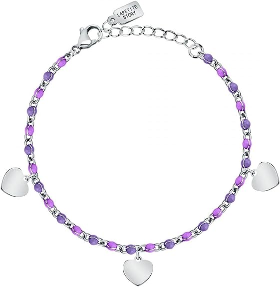 La Petite Story love Armband für Damen aus Edelstahl, Emaille mit Herzanhängern - LPS05ASD54