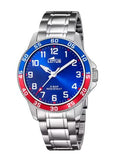 Lotus Uhr Modell 18786/1 aus der Junior-Kollektion, 36 mm blaues Gehäuse mit Edelstahlarmband