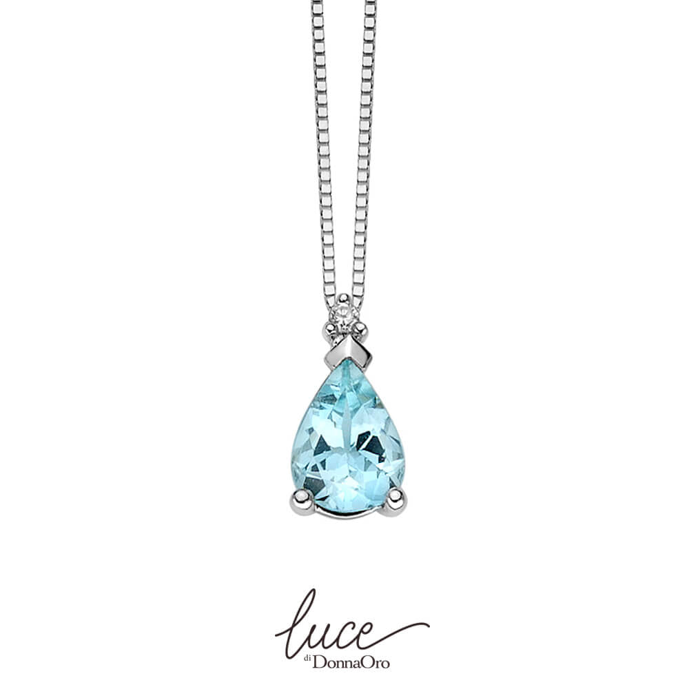 Damen-Halskette Donnaoro mit Aquamarin-Anhänger dhpa7182.002
