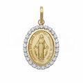 Medaglia Madonna Miracolosa in oro giallo 18 carati e zirconi bianchi