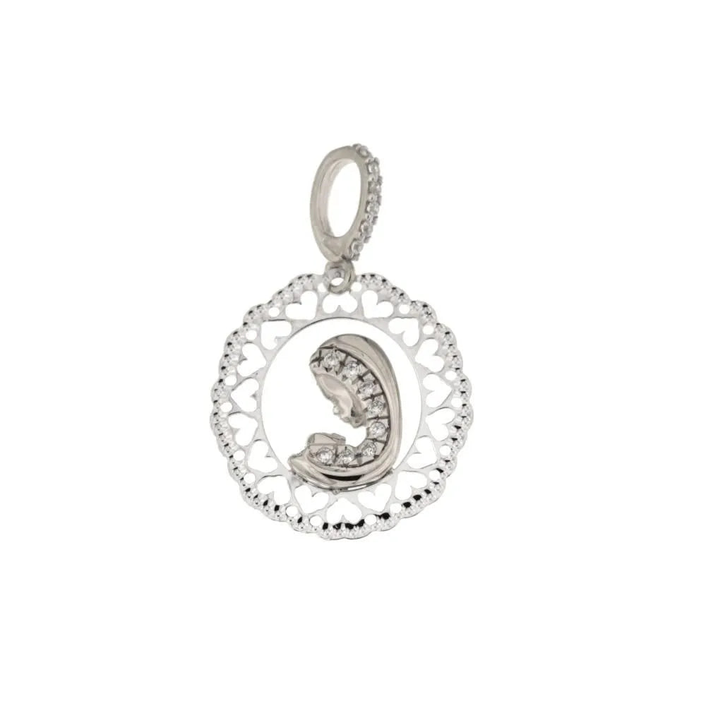 Medaglia in oro bianco 18 kt con Madonna Miracolosa