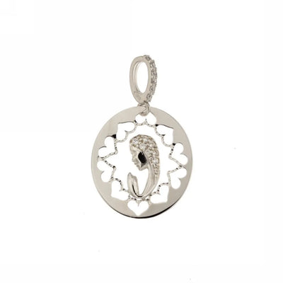 Medaglia in oro bianco 18 kt con Madonna Miracolosa