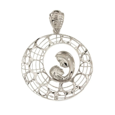 Medaglia in oro bianco 18 kt con con volto della Madonna con bambino