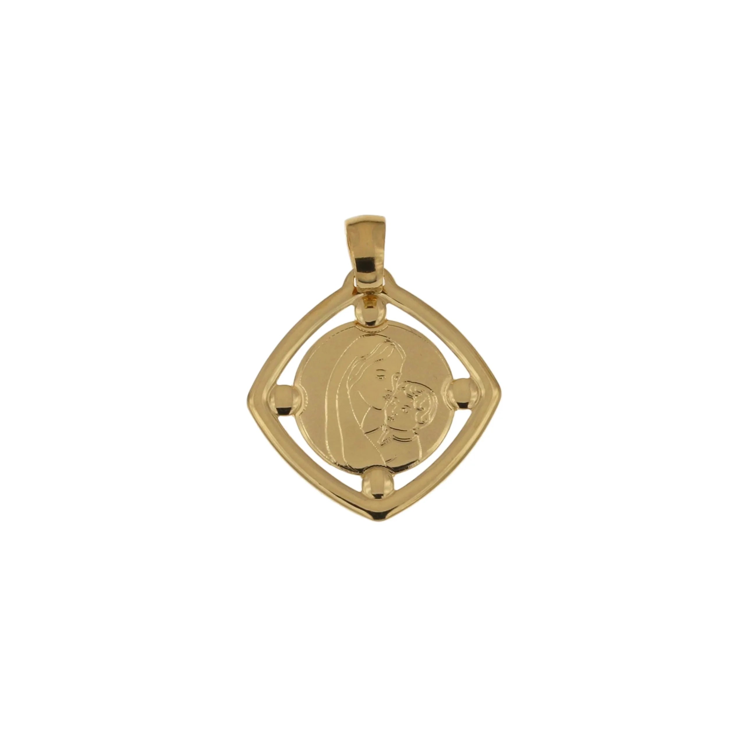 Medaglia in oro giallo 18 kt con Madonna con bambino