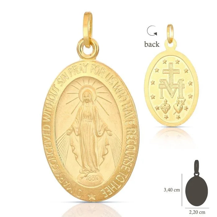 Medaglia in oro giallo con Madonna Miracolosa