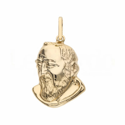 Heilige Medaille mit Pater-Pio-Gesicht aus 18 Karat Gelbgold