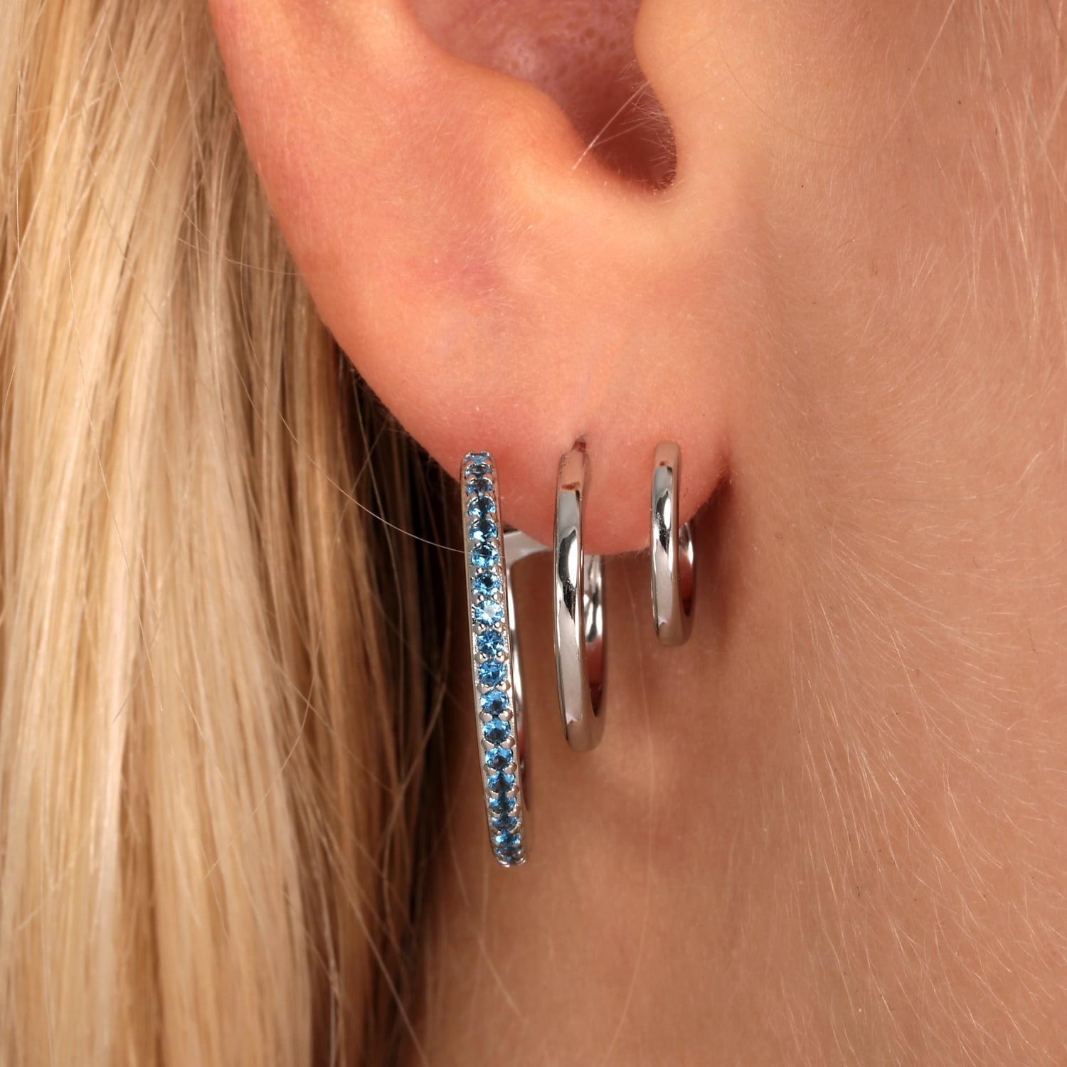 Mono orecchino donna a cerchio con cristalli blu Le petite story lps02aqm21