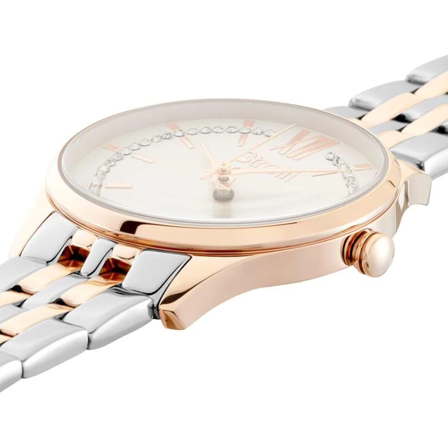 Notting hill 3h orologio In acciaio bicolore con quadrante bianco e bracciale silver e rose gold 1663573