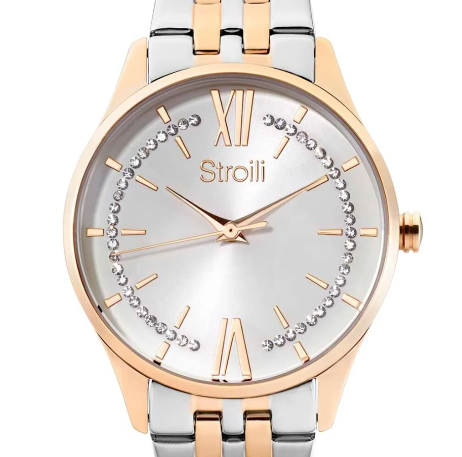 Notting hill 3h orologio In acciaio bicolore con quadrante bianco e bracciale silver e rose gold 1663573