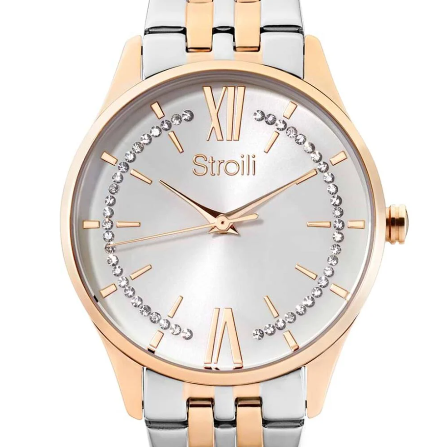 Notting hill 3h orologio In acciaio bicolore con quadrante bianco e bracciale silver e rose gold 1663573