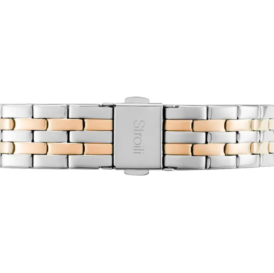 Notting hill 3h orologio In acciaio bicolore con quadrante bianco e bracciale silver e rose gold 1663573