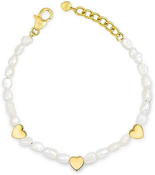 Ops Objects bracciale da donna collezione Lizzy con perle naturali personalizzato con cuore Ops OPSBR-806