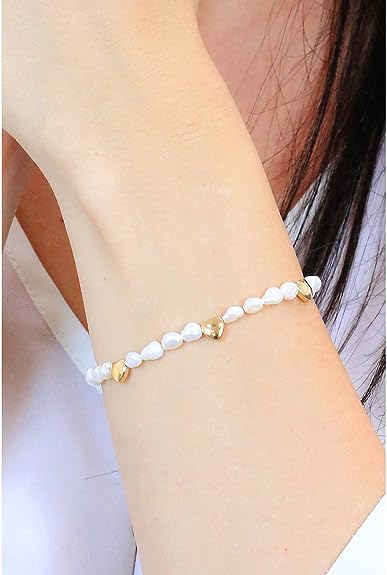 Ops Objects bracciale da donna collezione Lizzy con perle naturali personalizzato con cuore Ops OPSBR-806