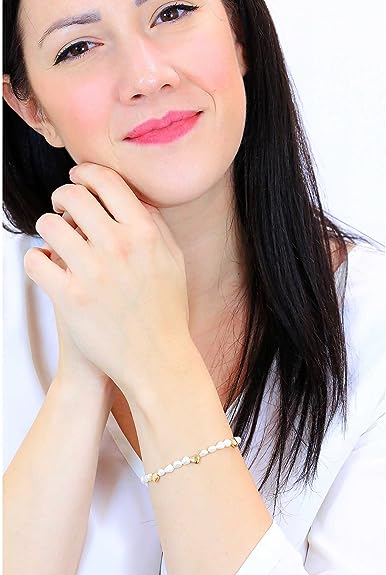 Ops Objects bracciale da donna collezione Lizzy con perle naturali personalizzato con cuore Ops OPSBR-806