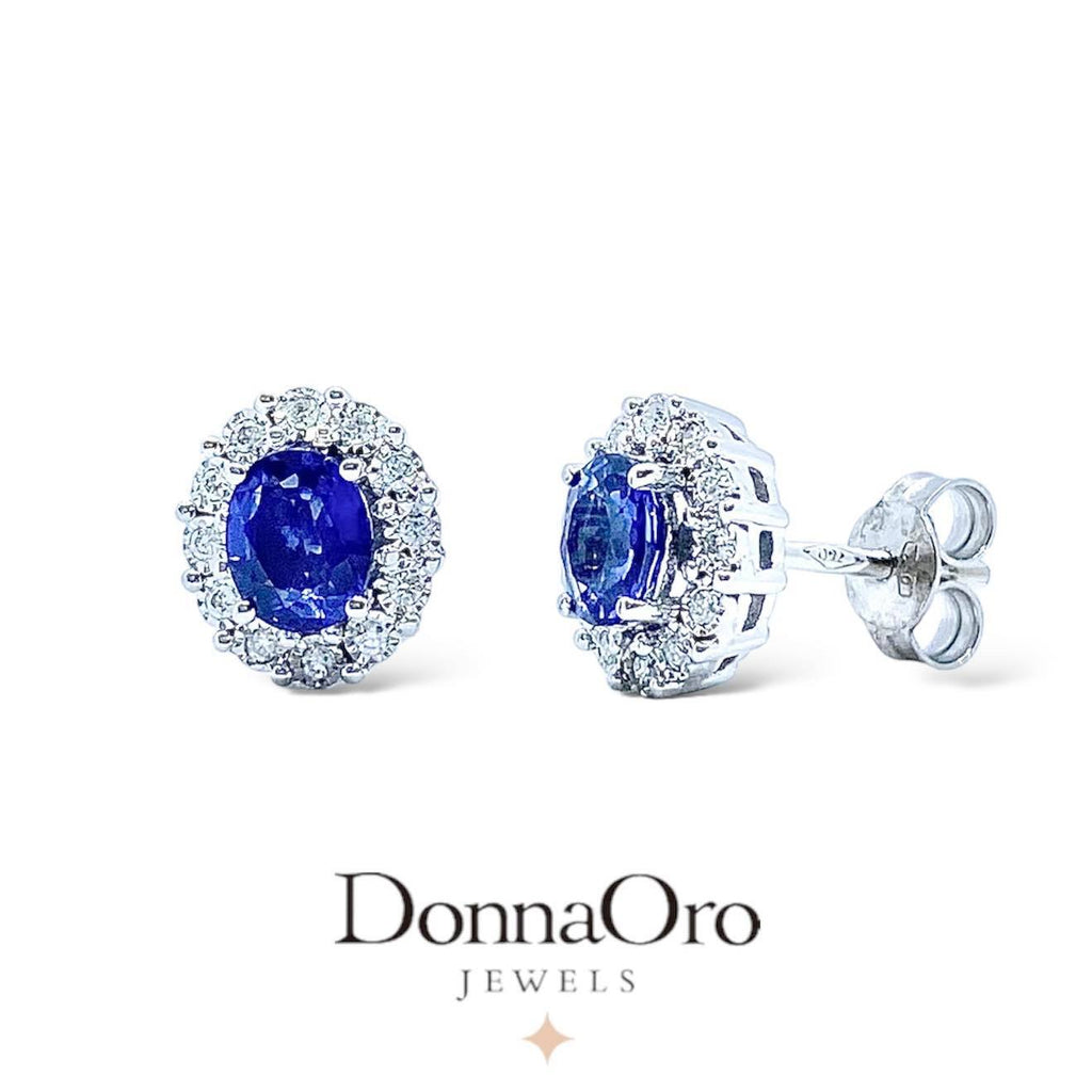Orecchini Donnaoro con diamanti e zaffiri Ct 0.90 in oro bianco loz10095.008