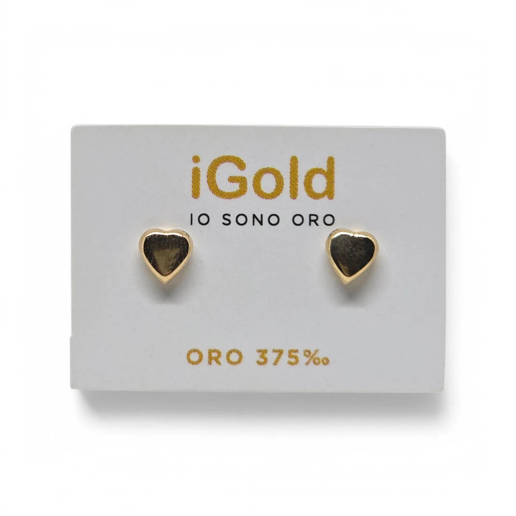 Orecchini Eleganti in Oro 9kt 375 a Forma di Cuore Bombato