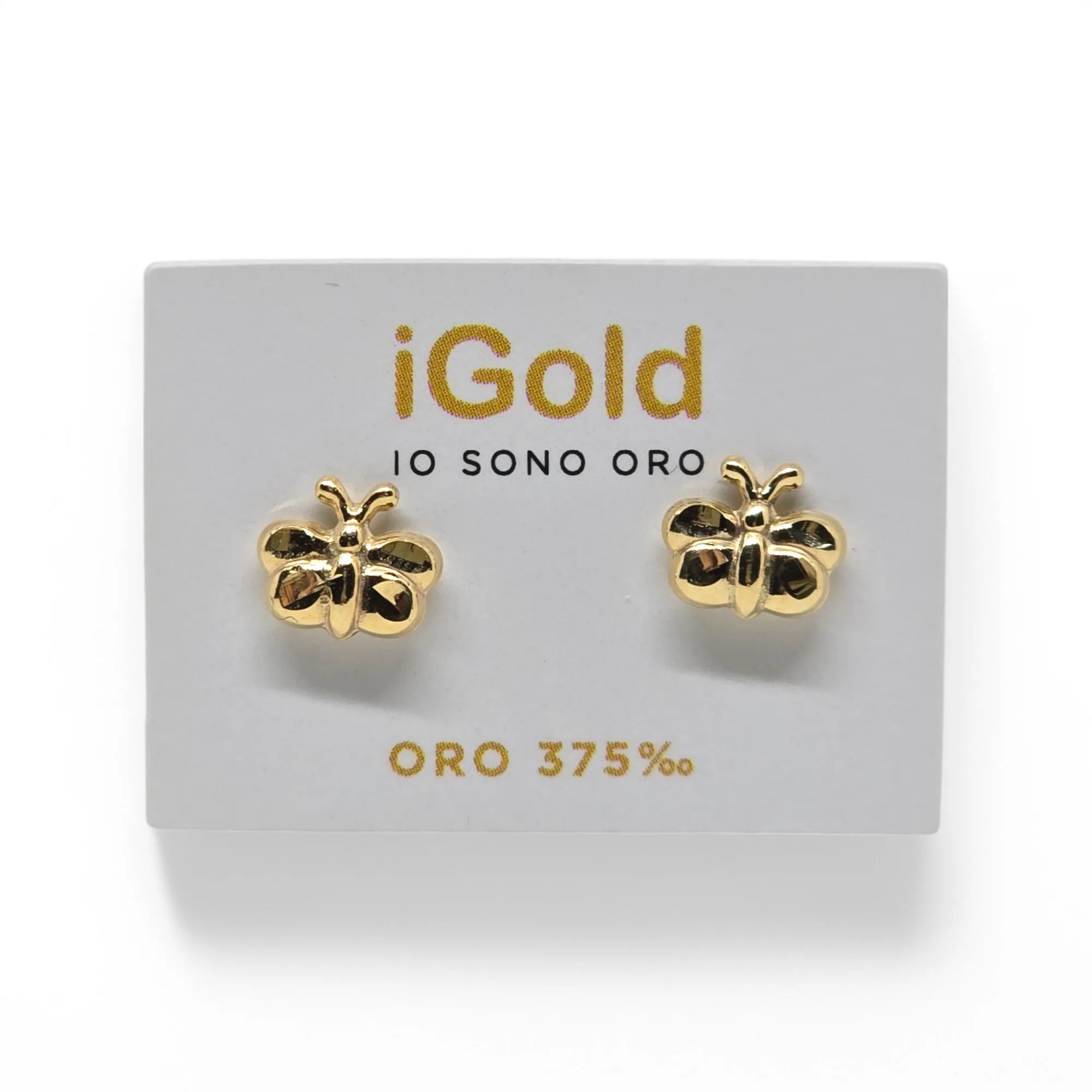 Schmetterlings-Ohrringe aus 9 Karat 375 Gelbgold für Mädchen