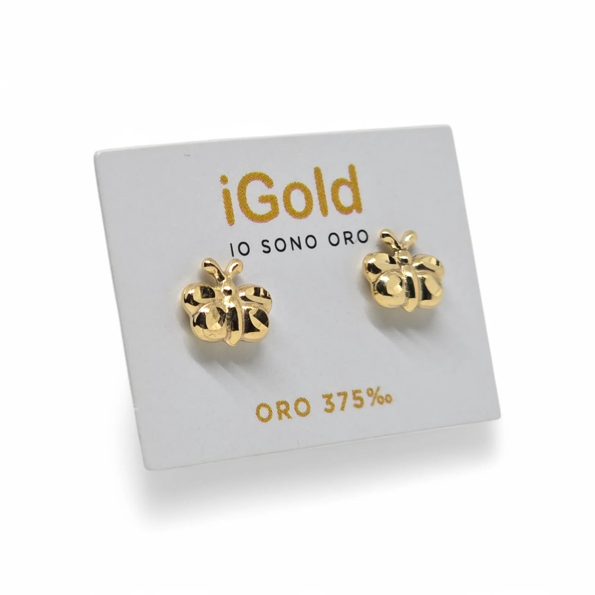 Schmetterlings-Ohrringe aus 9 Karat 375 Gelbgold für Mädchen