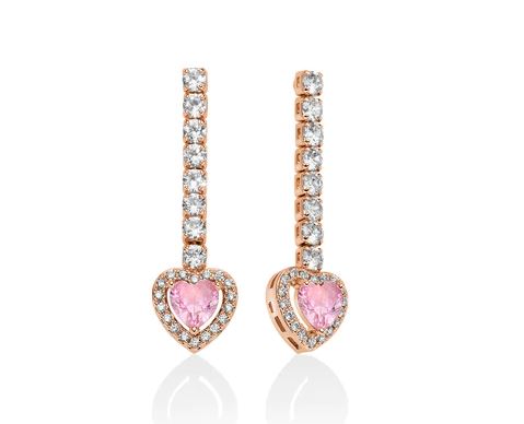 Orecchini Kiara donna in ottone e zirconi rosè con cuore kerd2047r