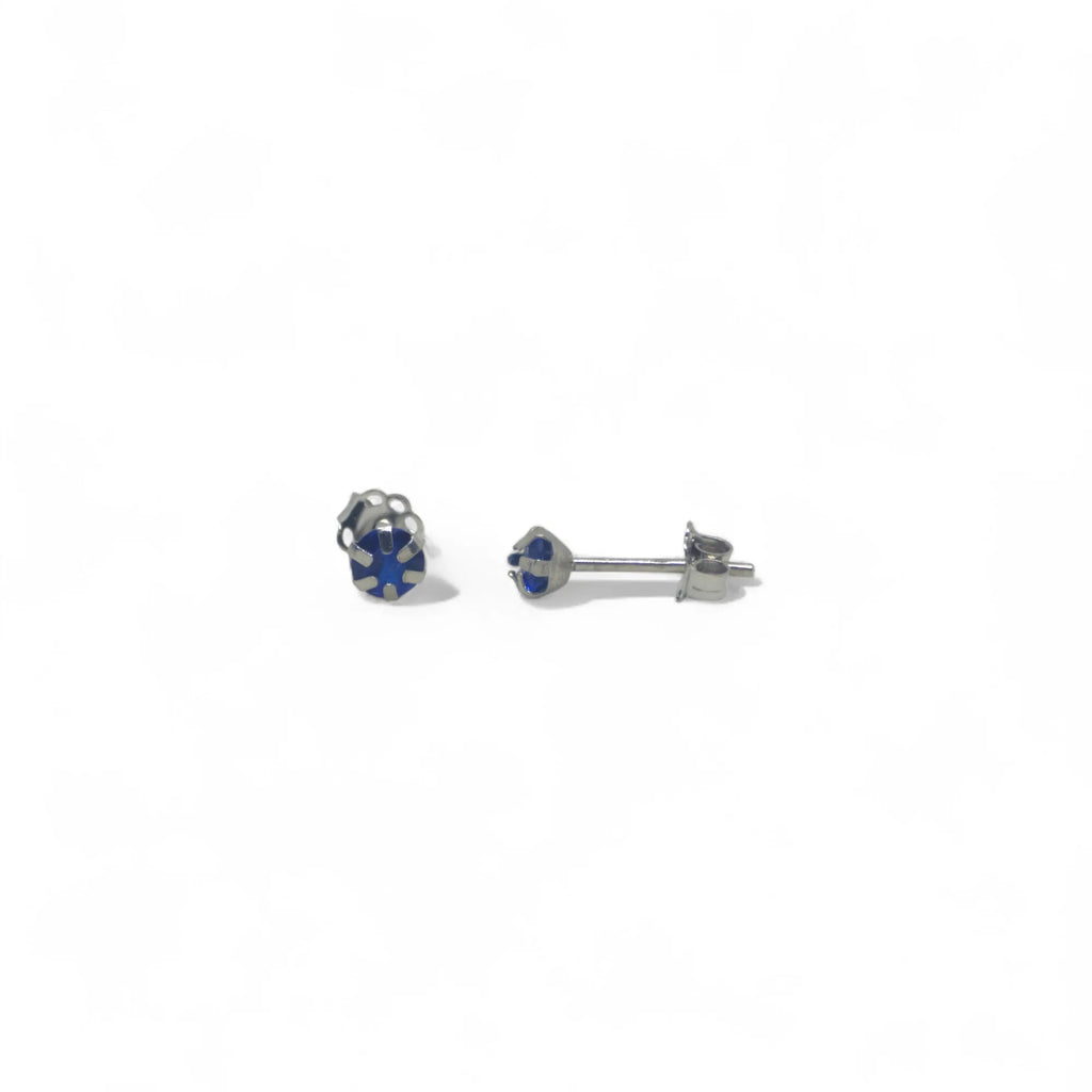 Orecchini Punto Luce in Oro Bianco 18kt con Zircone Blu
