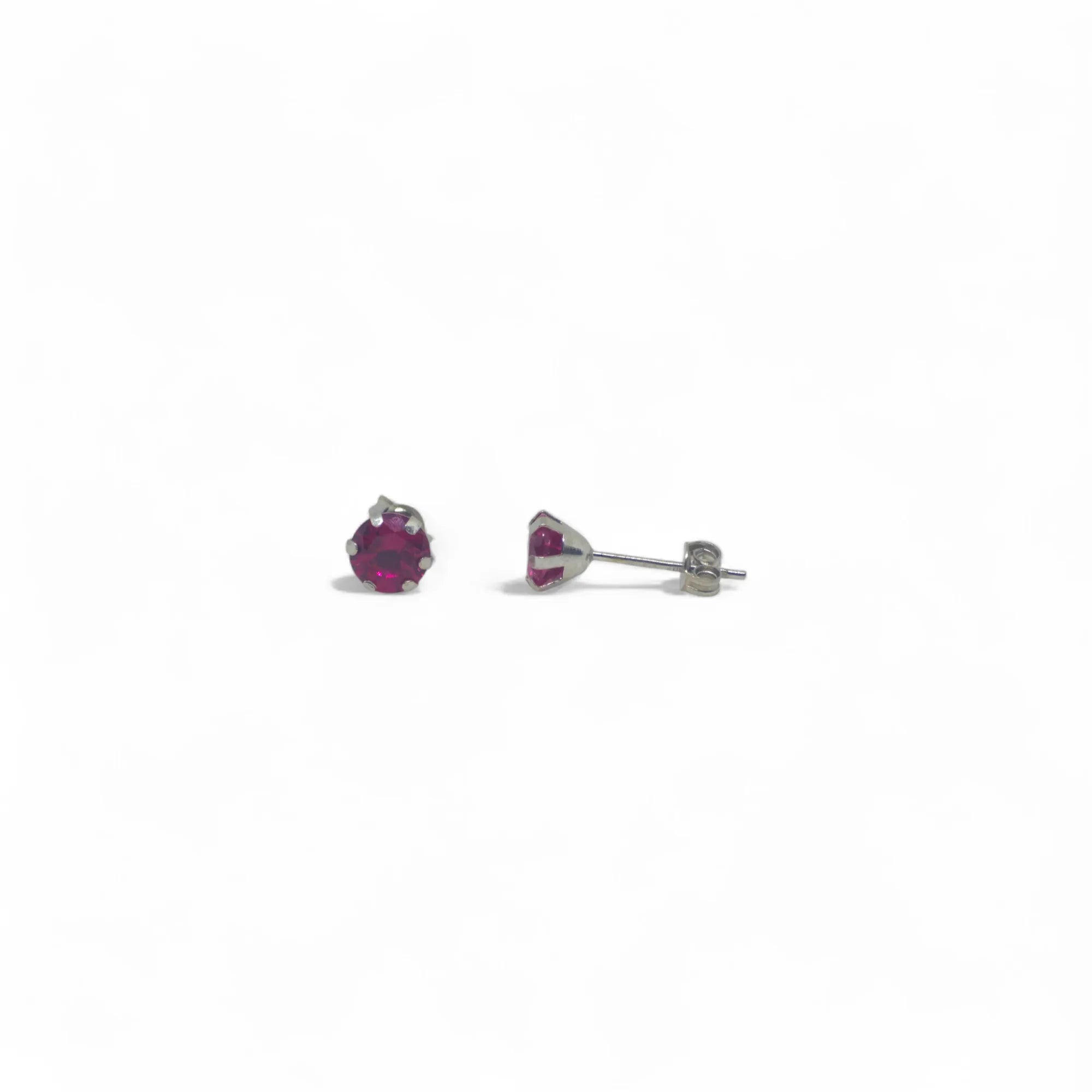 Orecchini Punto Luce in Oro Bianco 18kt con Zircone Rosso