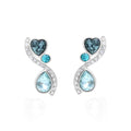 Orecchini Stroili donna a lobo in metallo rodiato con cuore pietre azzurre e strass 1668627