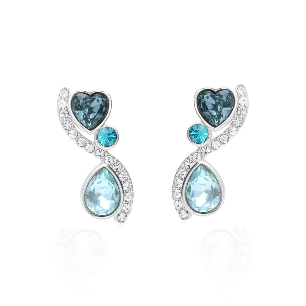 Orecchini Stroili donna a lobo in metallo rodiato con cuore pietre azzurre e strass 1668627