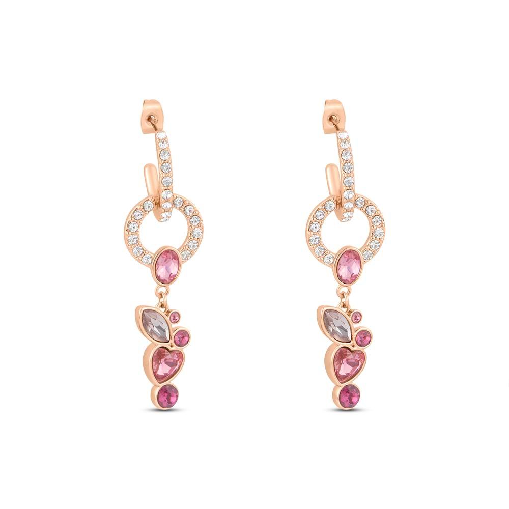 Stroili Damen-Hängeohrringe violett Modeschmuck und rosa Kristalle 1674356
