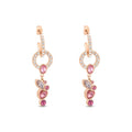Stroili Damen-Hängeohrringe violett Modeschmuck und rosa Kristalle 1674356