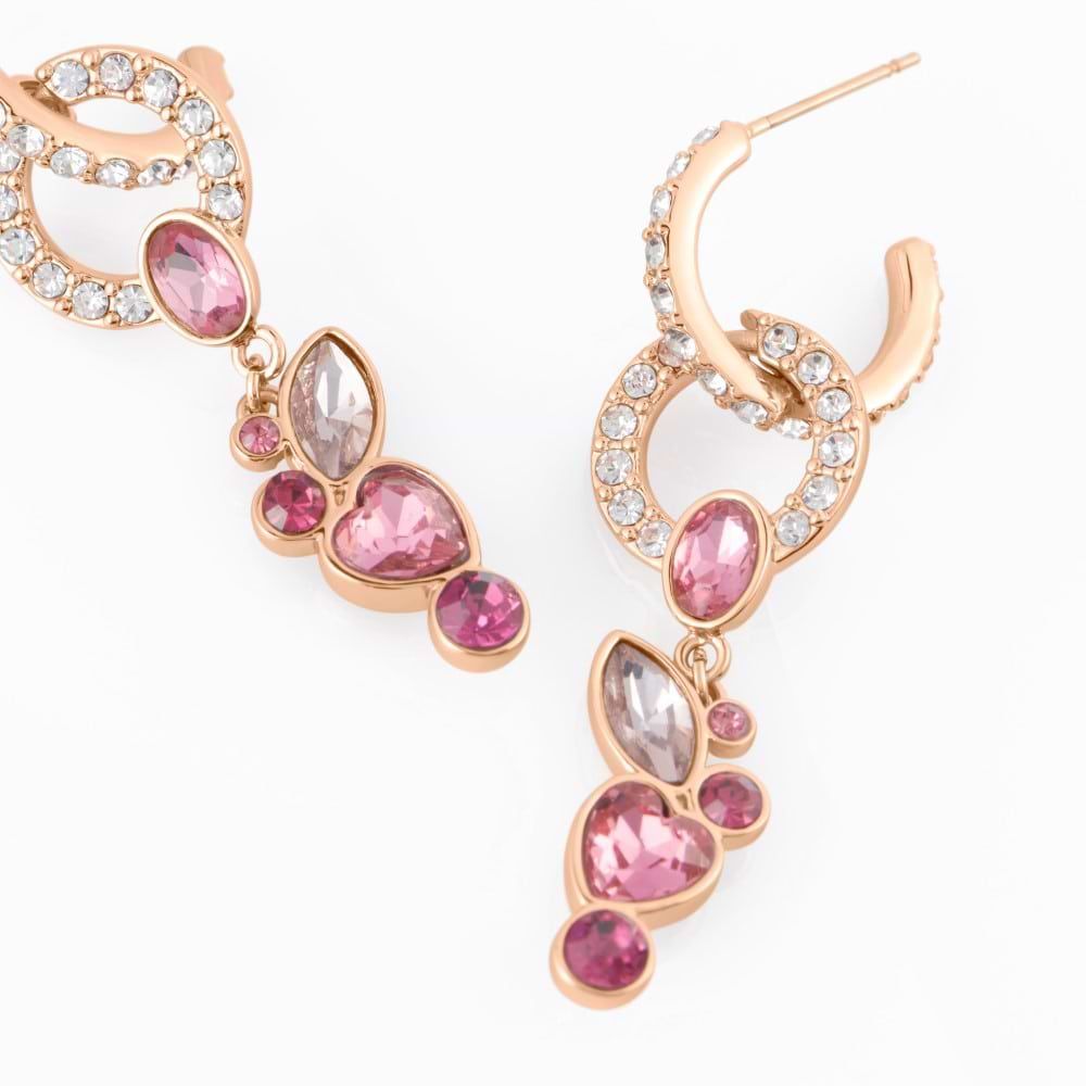 Stroili Damen-Hängeohrringe violett Modeschmuck und rosa Kristalle 1674356